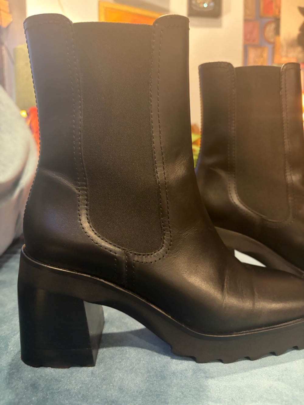 The Kooples Black Leather Chelsea Ankle Boots Retail $520 Worn Once FRA 41 US 10 - Picture 7 of 15